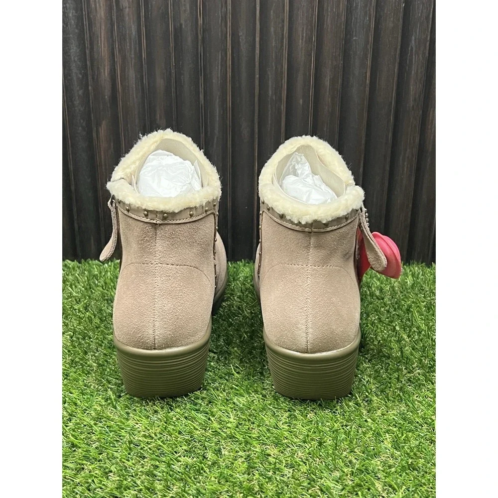 Size 7 - Skechers Studded Sherpa Trim Bootie Jumper Mushroom Womens Air Cooled